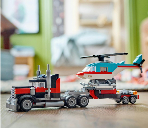 LEGO Creator 3 w 1 Ciężarówka z platformą i helikopterem 31146 - 1202658 - zdjęcie 12